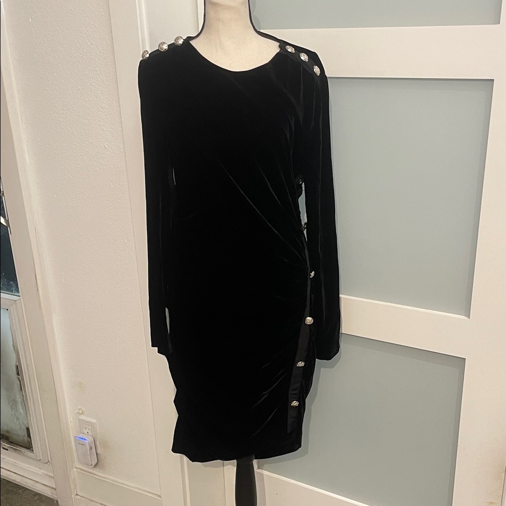 Veronica Beard Black Velvet Long Sleeve Dress